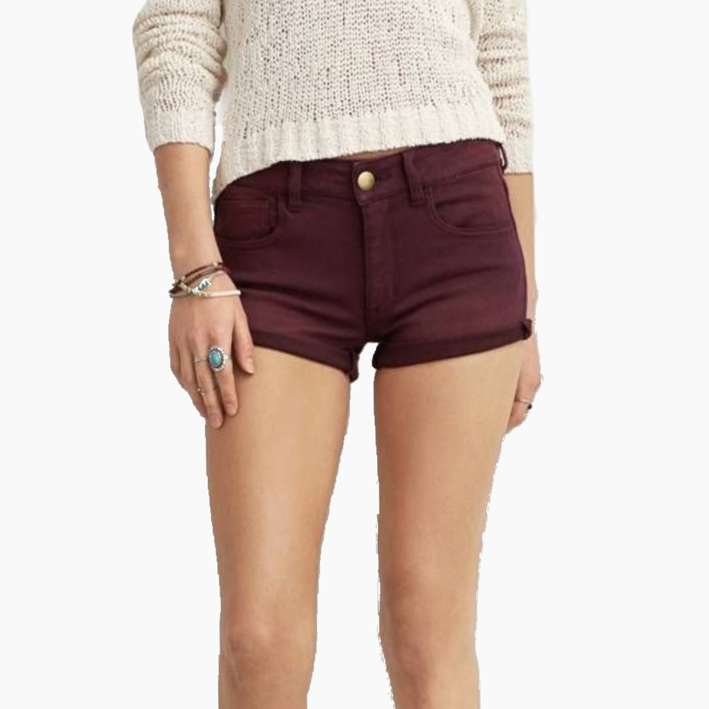 AE | MAROON SUPER SUPER STRETCH HIGH RISE SHORTS